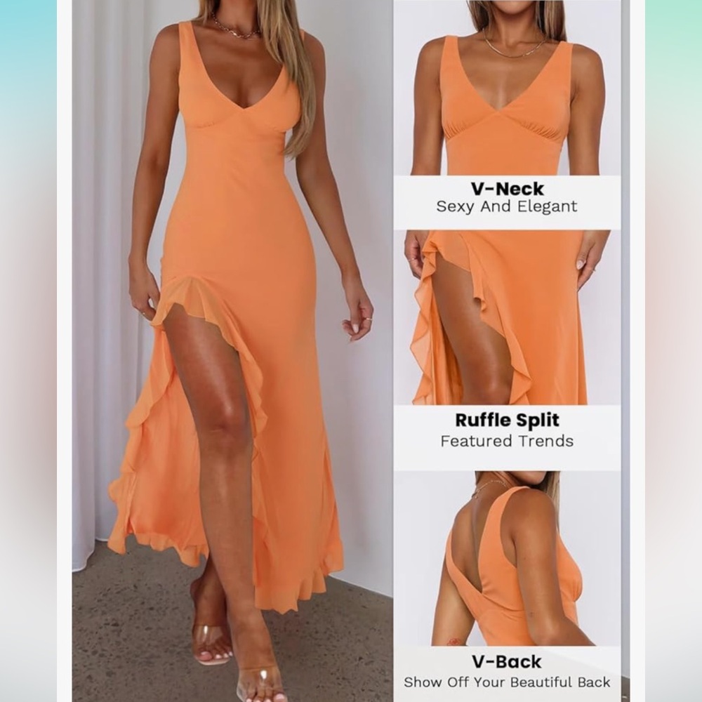 🧡ORANGE FORMAL DRESS🧡 - Picture 3 of 4